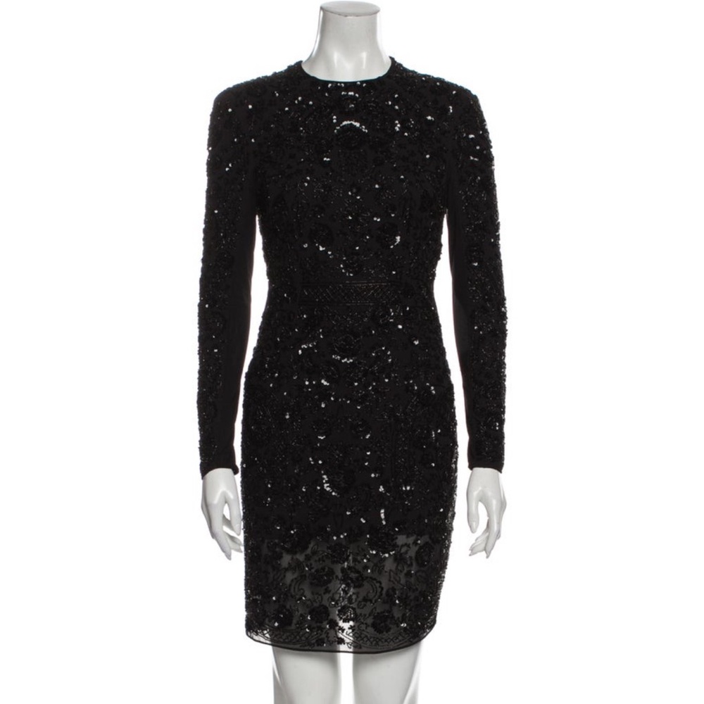 Needle & Thread Crewneck Black Sequin Dress